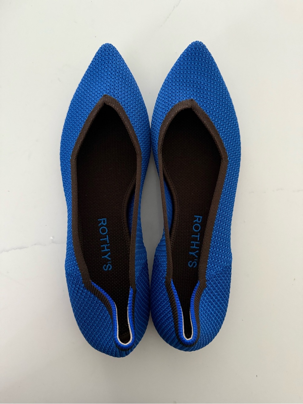 Rothy's Electric Blue Pointed-Toe Slip-On Flats